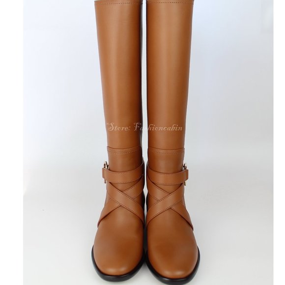 New Salvatore Ferragamo Tall Leather Boot | Classic Riding Style for Fall & Work - Picture 7 of 16